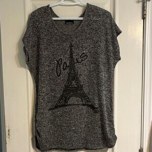 Chic Charcoal Paris Graphic Tunic